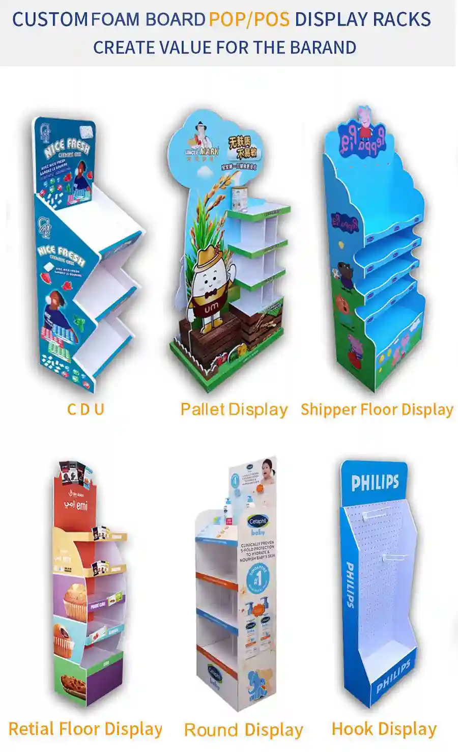 EASY Customized PVC Insulated Cup Floor Display Rack for Supermarket Displays Various Materials Customizable